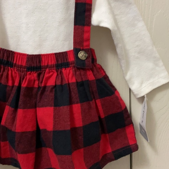 Carter’s White and Buffalo Plaid Onesie & Jumper - Picture 3 of 7